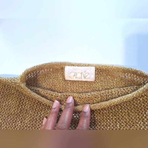 Cache Gold Shiny Glitter Mesh Top - Picture 2 of 16